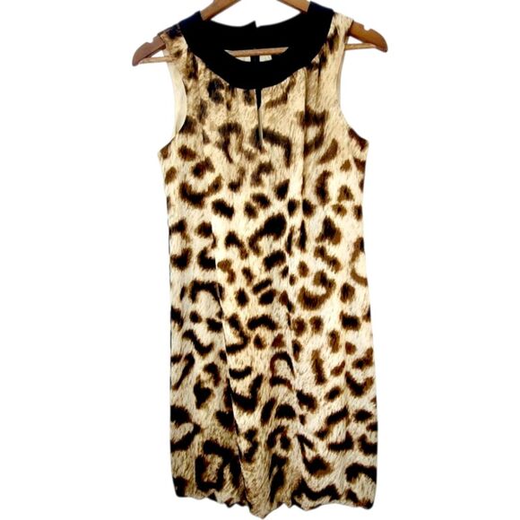 Nicole Miller Keyhole Sleeveless Halter Leopard 60s Mod Glam Cocktail Dress Sz 6 - Picture 10 of 14